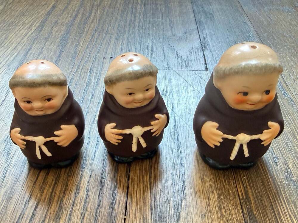 3 Vintage Goebel Friar Tuck Monk Salt and Pepper Shaker Set